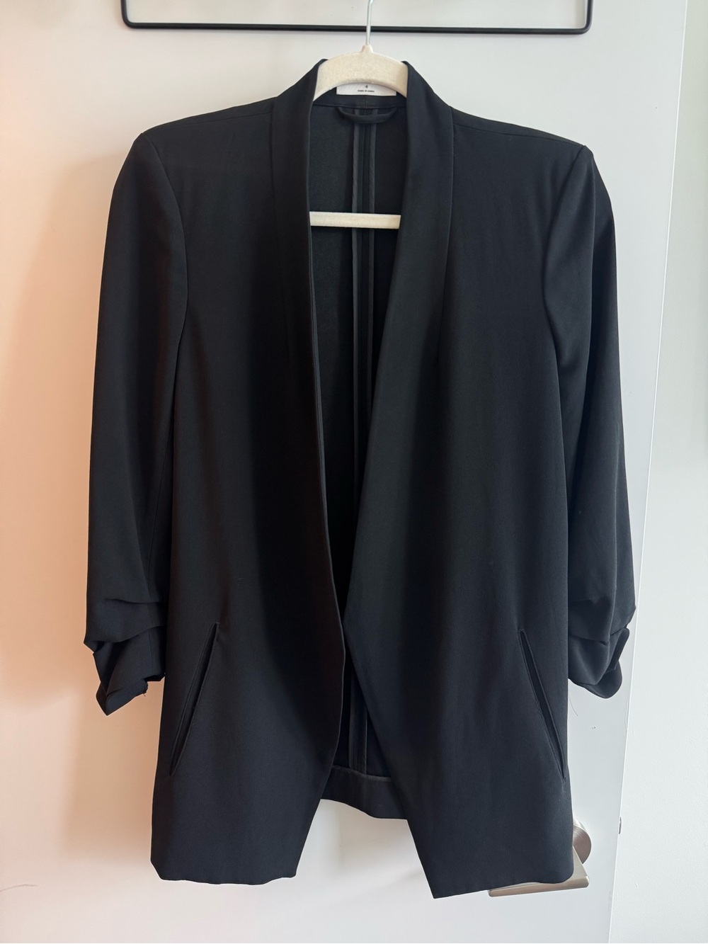 Babaton Black Draped Open-Front Blazer